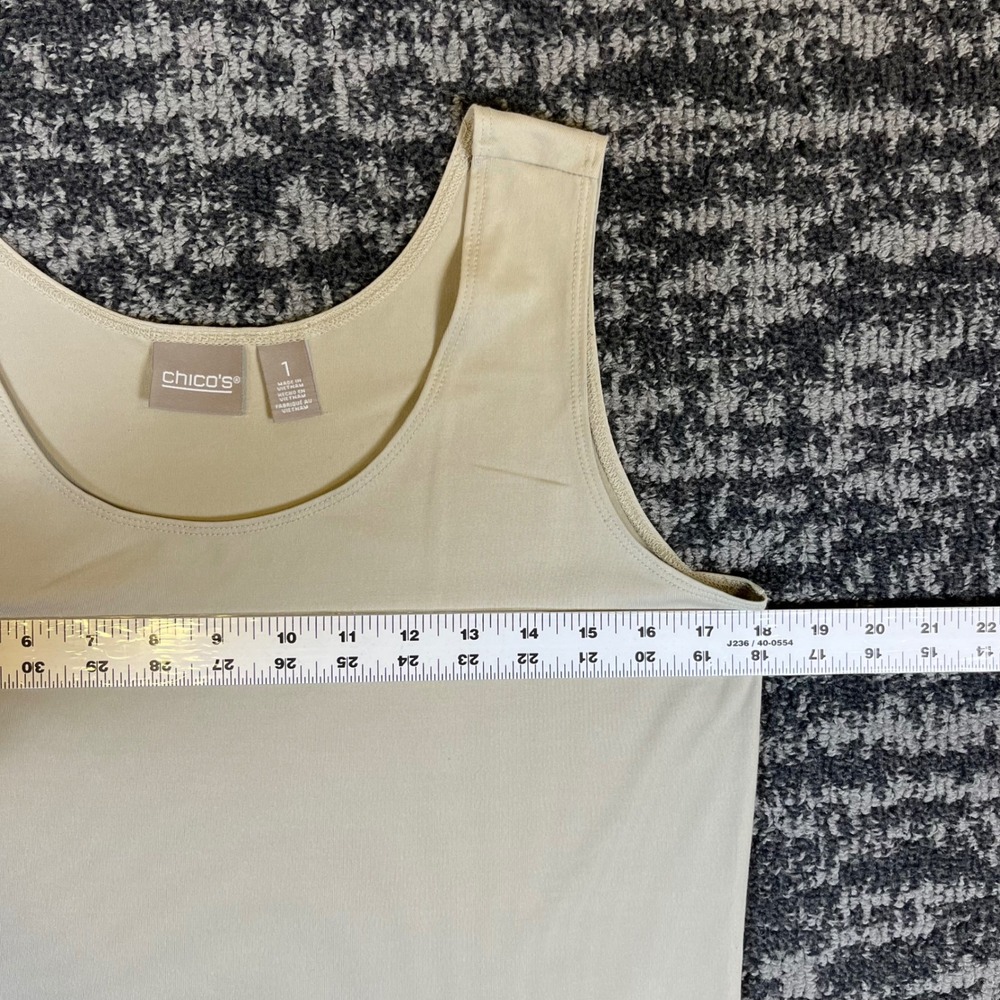 Chico's Tank Top Womens Size 1 Beige Microfiber Scoop Neck Sleeveless Stretch - Picture 4 of 8